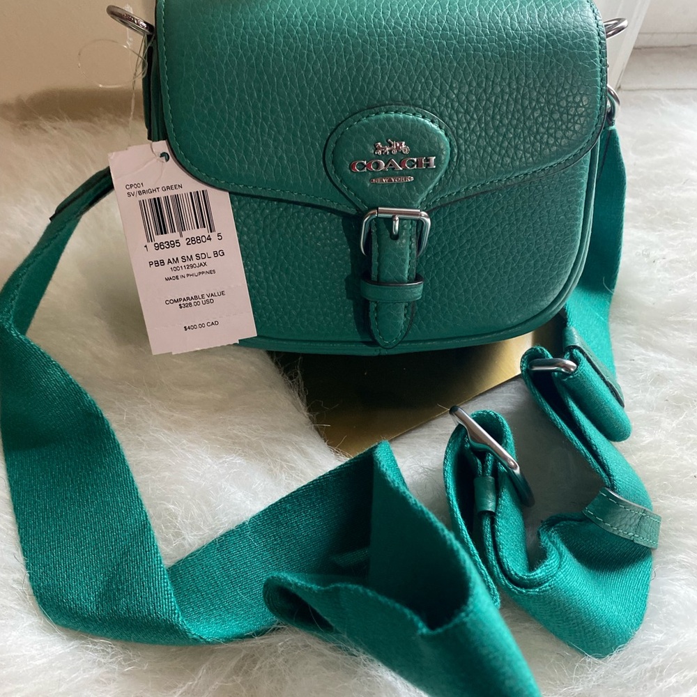 NWT Coach Teal Leather Amelia Crossbody Bag - Picture 3 of 7